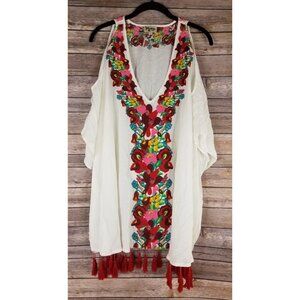 Show Me Your Mumu Womens Oversized Poncho Top Size S White Multicolor Floral